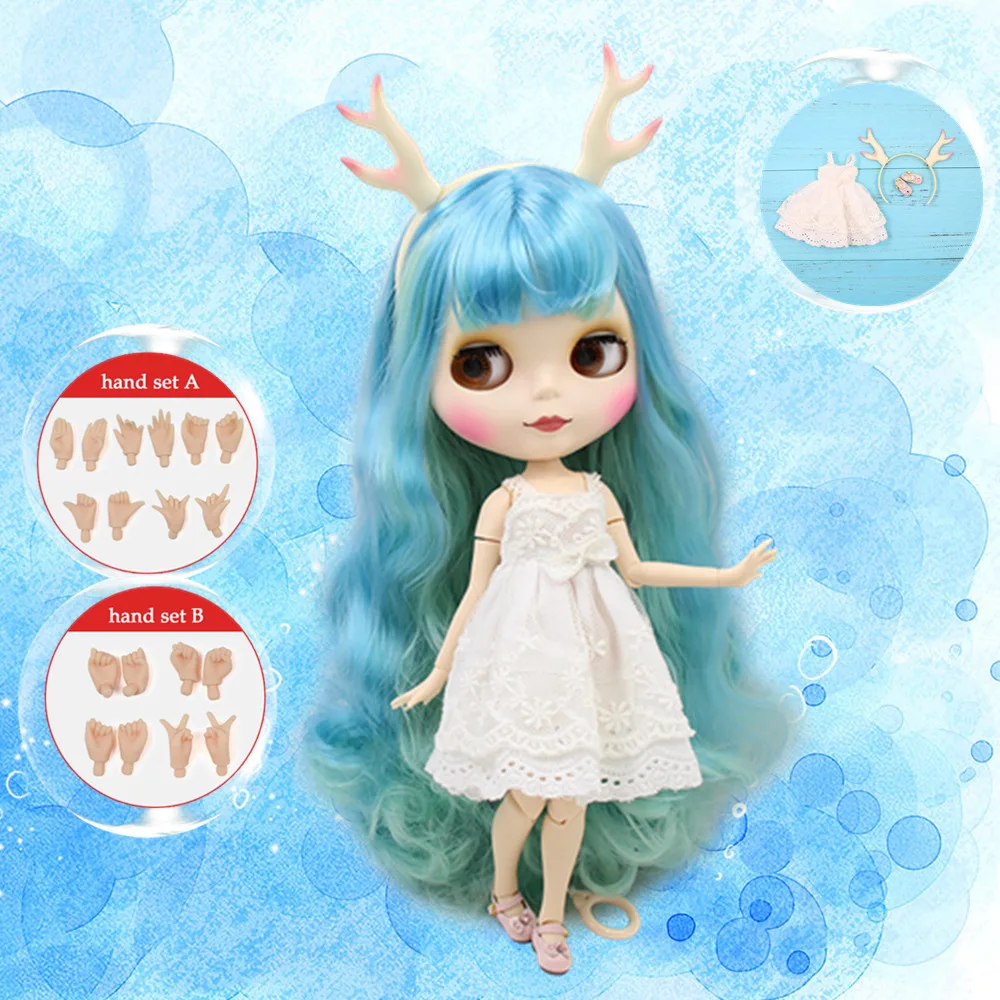 Кукла Blyth ICY DBS 1/6 с зелеными волосами голубого цвета Обнаженная кукла матовым
