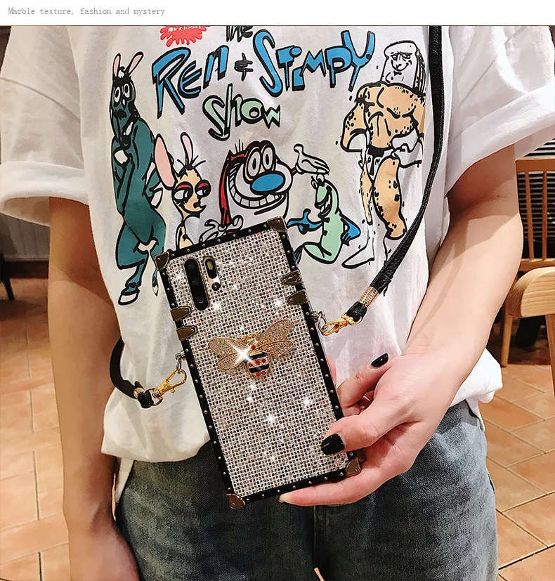 Блестящий чехол с ремнем через плечо для huawei P30 P20 Pro, роскошный блестящий Блестящий Алмазный чехол для телефона для huawei P30, чехол для девочек, Fundas