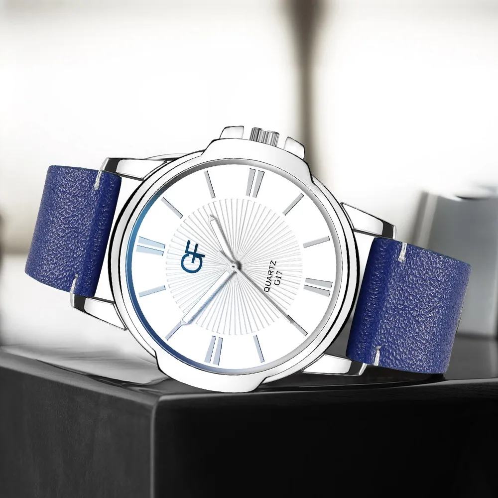 Модные высококачественные мужские кварцевые часы с буквенным принтом кожаные