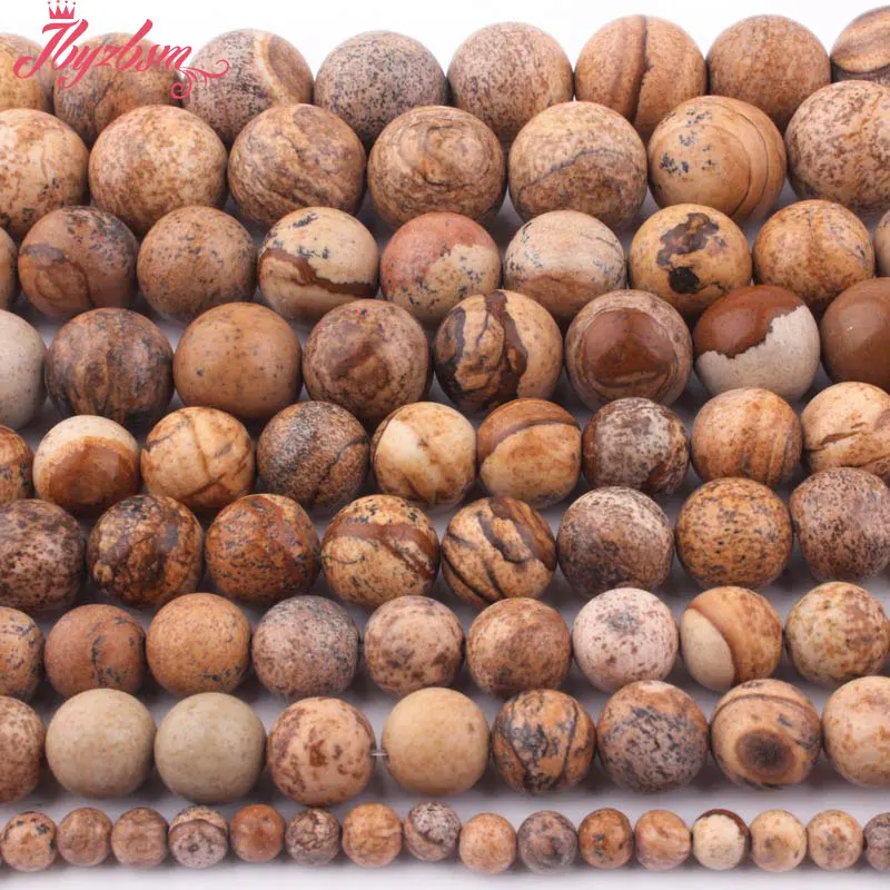 6/8/10/12mm Picture Jaspers Round Smooth Multicolor Natural Stone Beads For Jewelry Making DIY Earring Bracelet Necklace Str 15&quot |