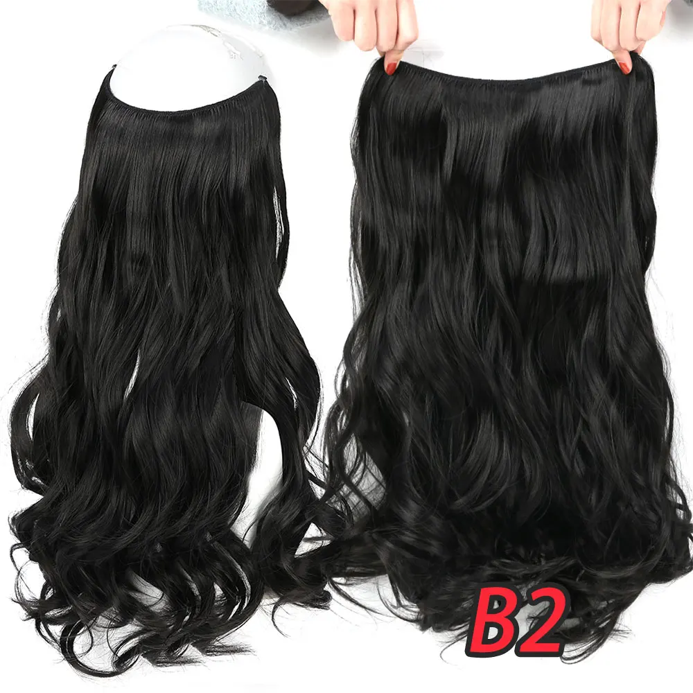 Pageup 20" Secret Fish Line Real Hair Extension One Piece Invisible Wire Wave Natural Blonde Synthetic Fake Hairpieces - Цвет: YX02-2