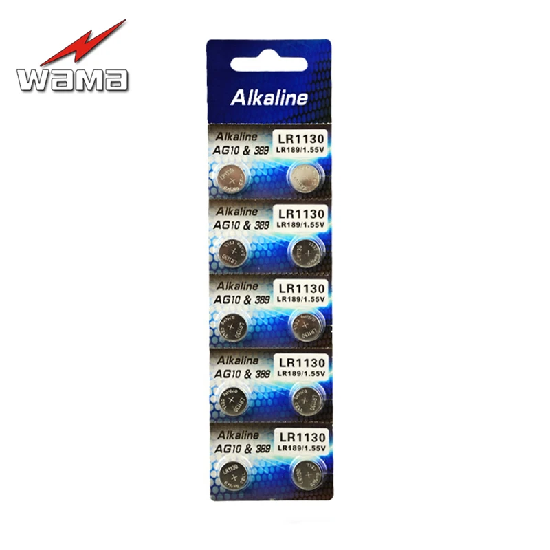 40x Wama AG10 1 55 V Аккумуляторы таблеточного типа 389 SR54 LR54 SR1130W Akaline батарея монетного