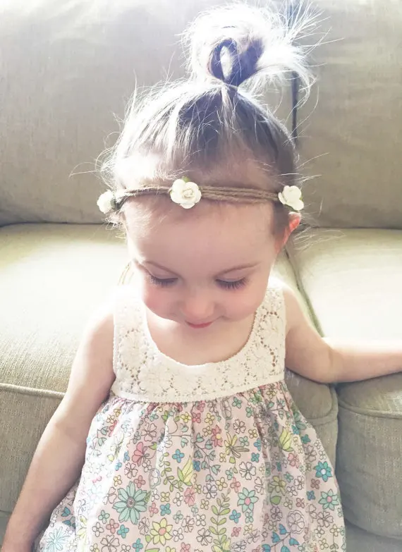 

Beautiful Girls Flower Wreath Baby Hemp Rope Floral Garland Headband Kids Headwear Hair Accessory