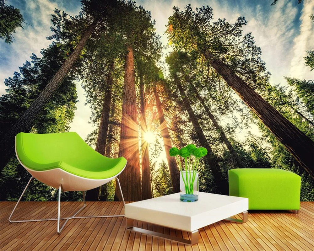 

Beibehang Natural scenery sunshine forest woods photo wallpaper 3d living room bedroom TV background wallpaper for walls 3 d