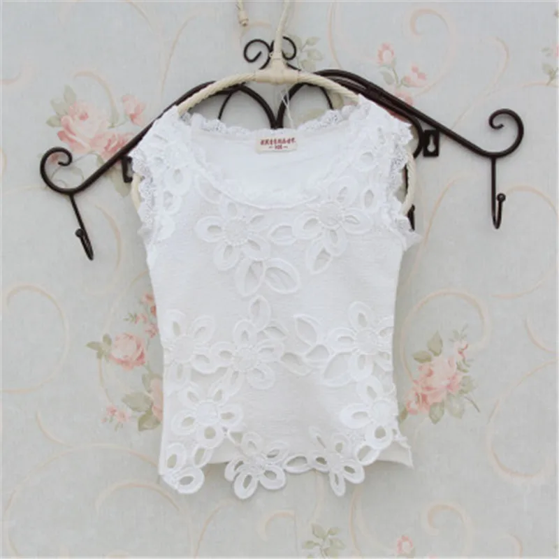2016 летние комплекты одежды для девочек детская одежда кружевной хлопковый жилет