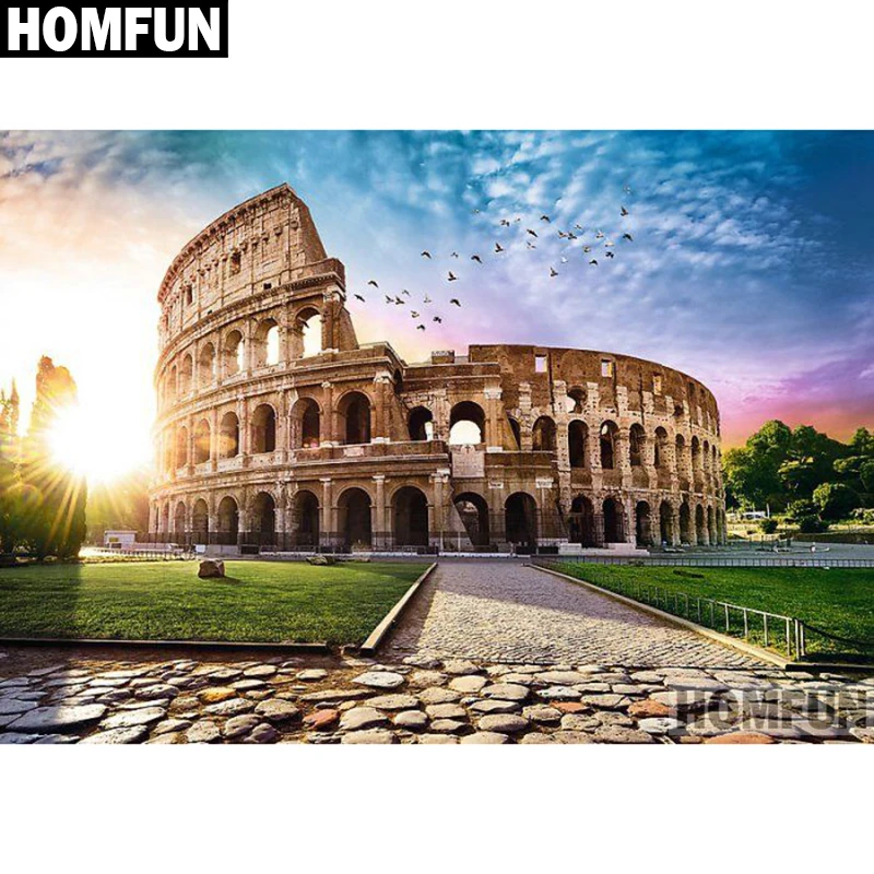 Набор для алмазной вышивки HOMFUN A03894 картина Римский колозеум с полными