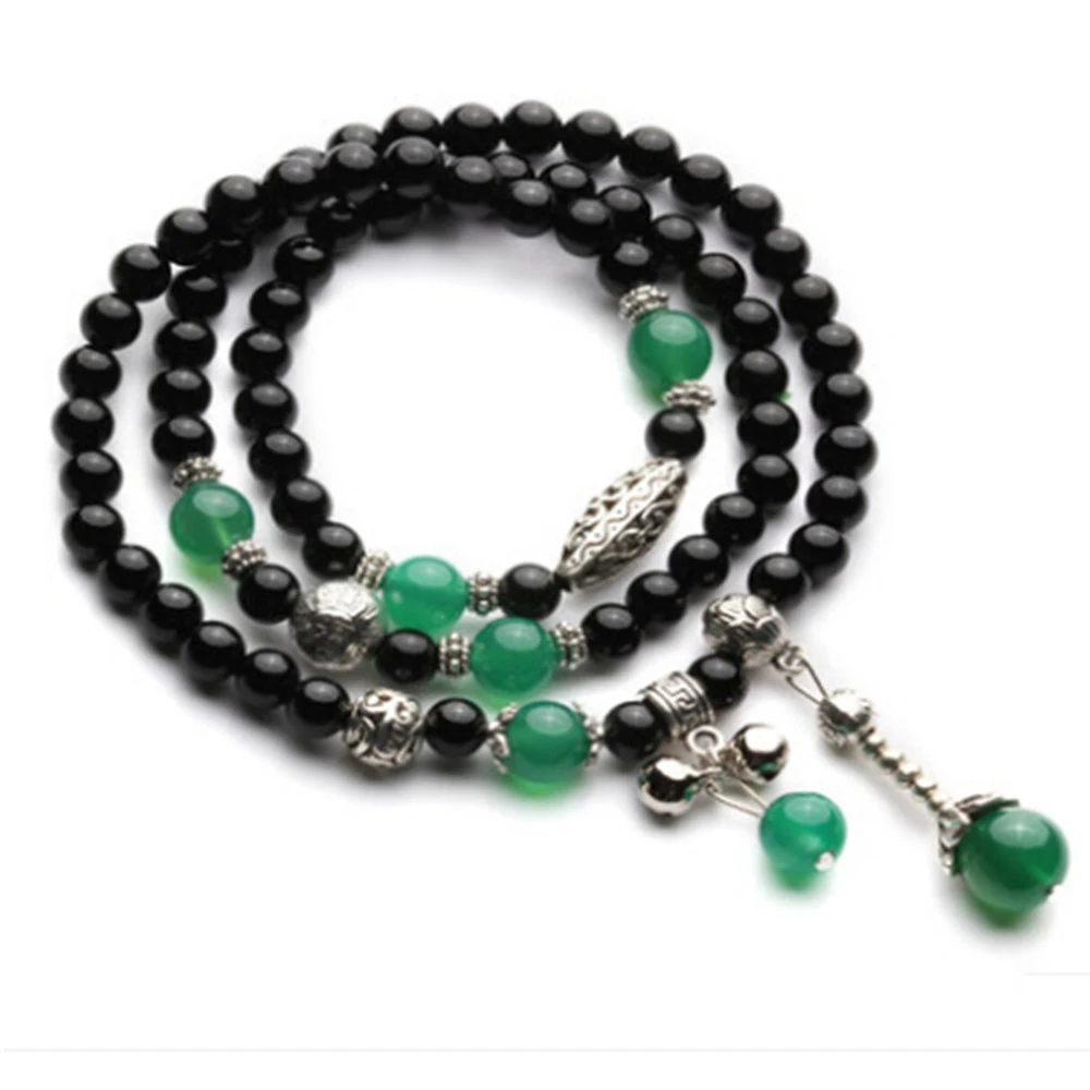 

New Design 6mm Natural Black & Green Onyx Crystal 108 Beads Bracelet Energy Stone Prayer Mala Women Meditation Jewelry Dropship