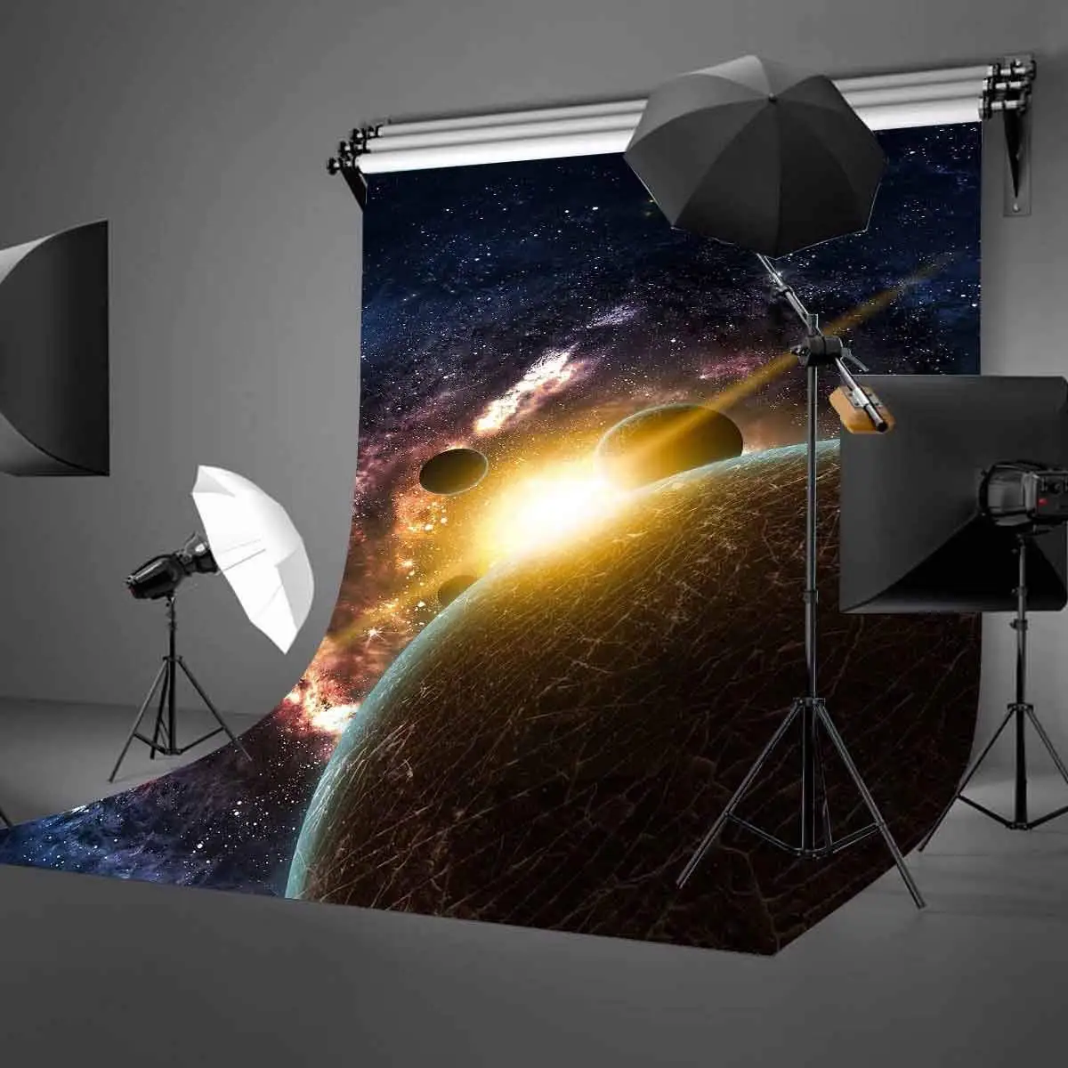 5x7ft Starry Sky Backdrop Dark Color Cosmic Science Photography Background and Studio Props | Электроника