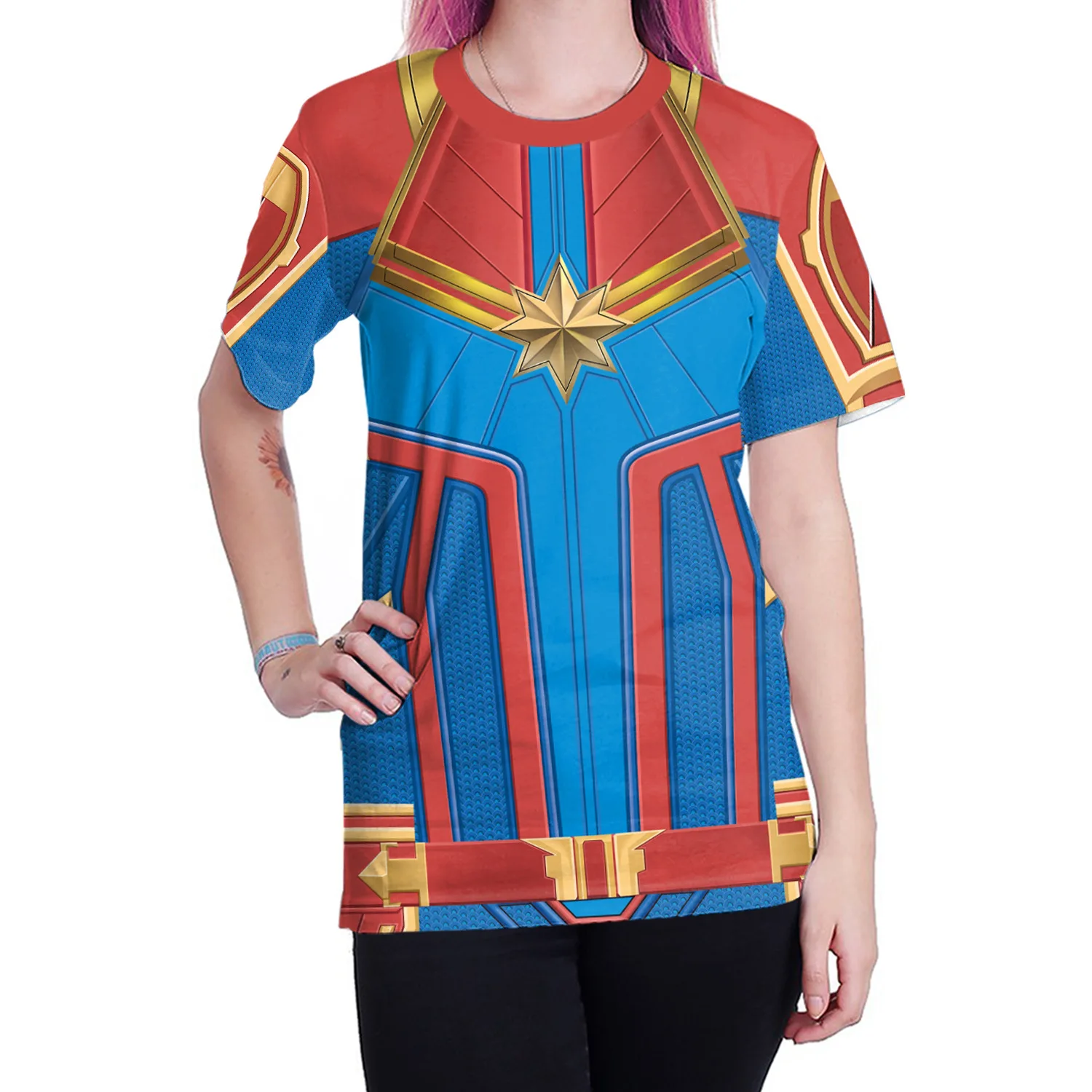 2019 унисекс ms. Marvel Марвел Капитан цифровой печати Футболка супергерой героиня
