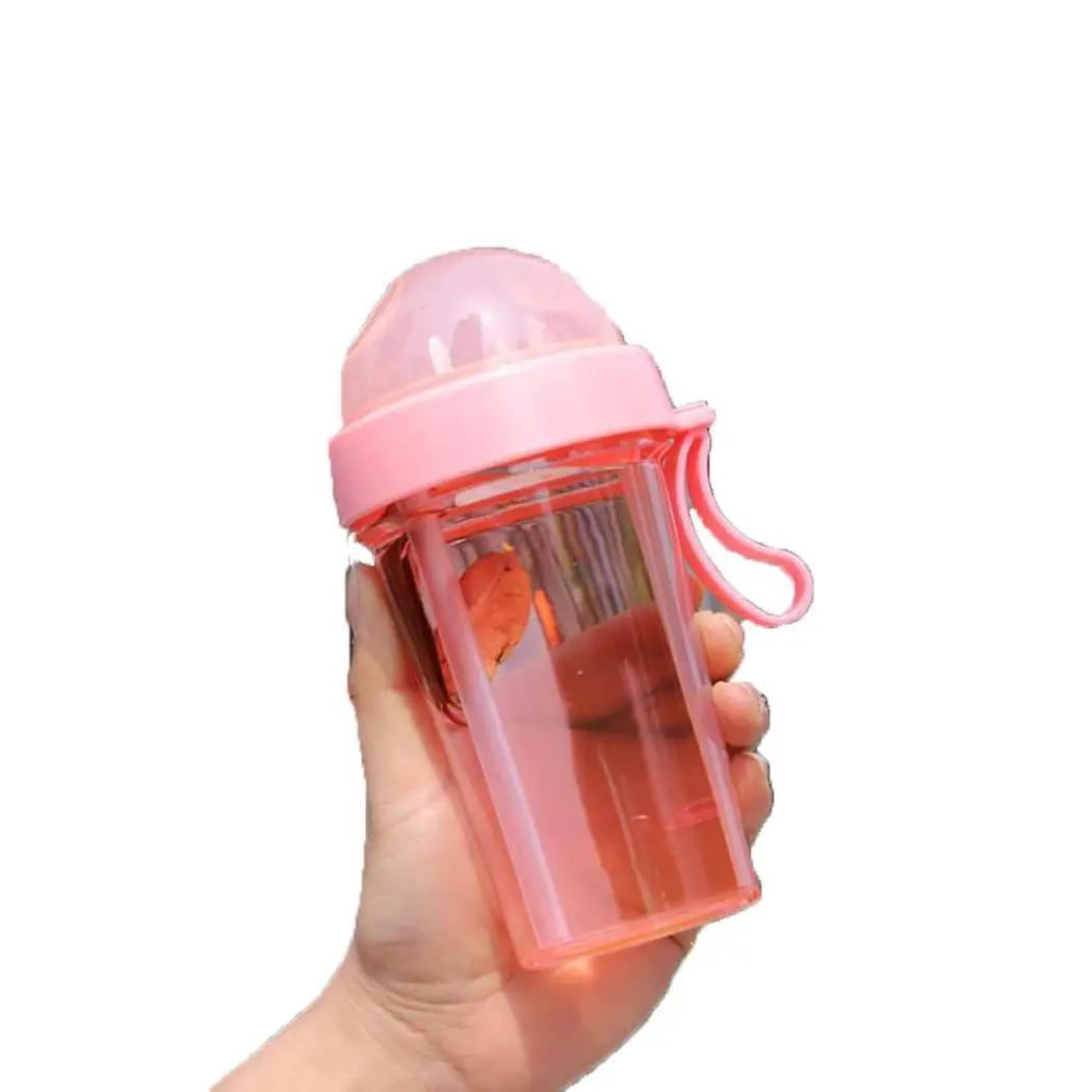 Double Separate Straw Water Bottles Creative 600ML Portable Outdoor Lightweight Cup Casual | Дом и сад