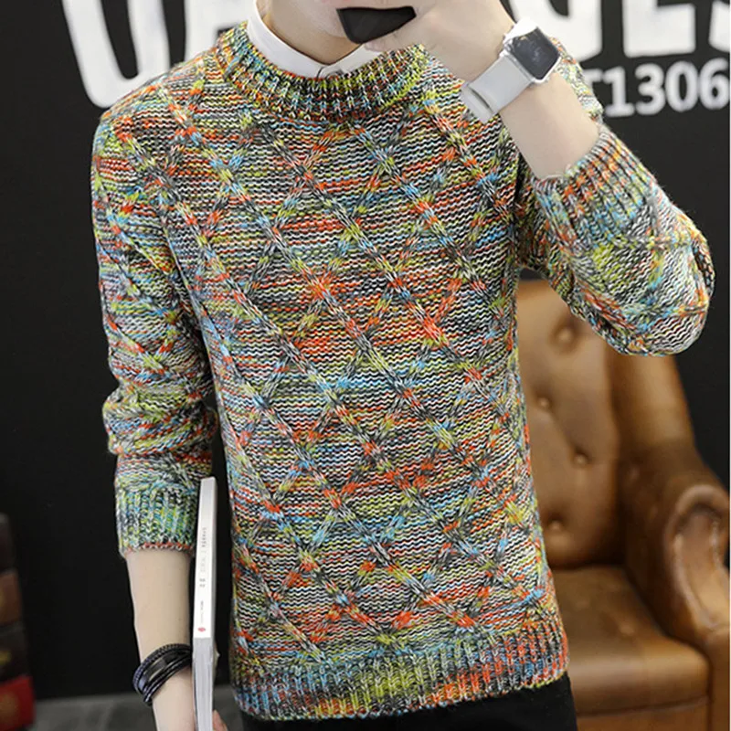 Корейский свитер мужские пуловеры 2018 брендовый мужской полосатый приталенный