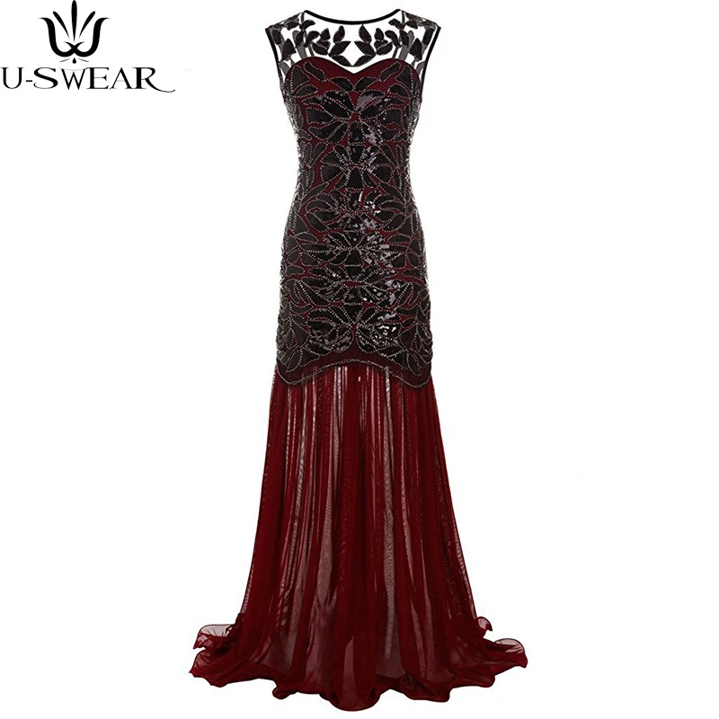 

Женское длинное платье с блестками, стильное Сетчатое платье в стиле ретро, с цветочным принтом, без рукавов, длинное платье для вечеринки, с...