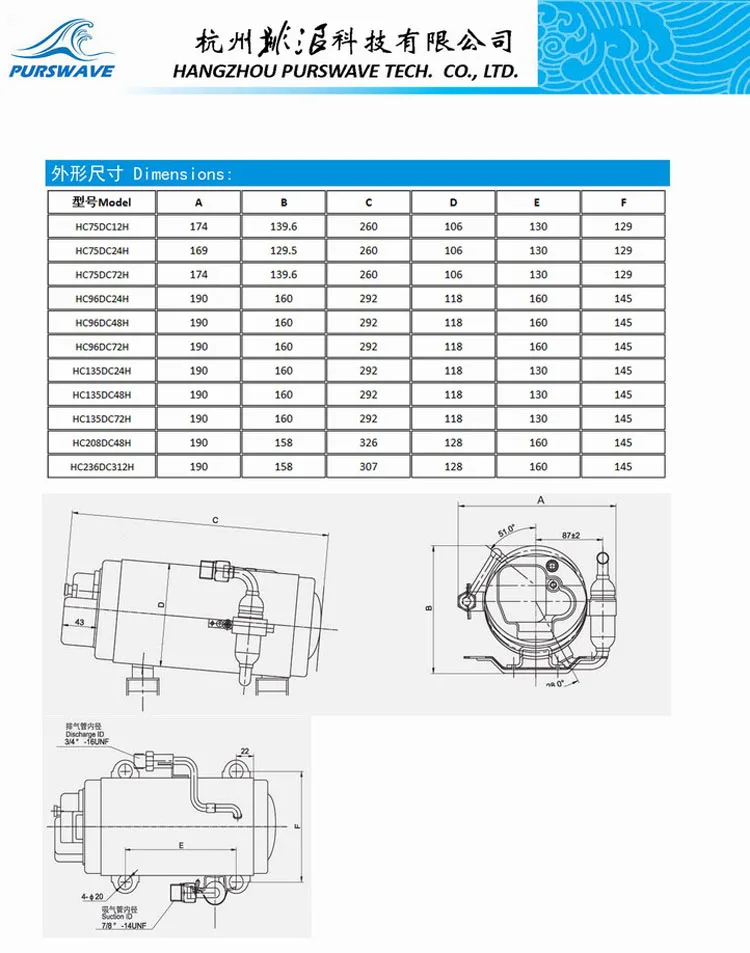 H135DC/V135DC DC24V48V DC компрессор, кондиционер инверторный компрессор MBP HBP компрессор холодильника 1750 Вт Охлаждающая мощность