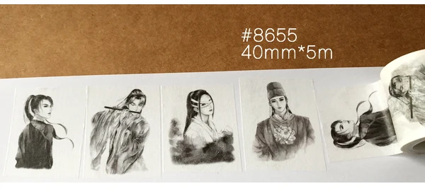 8655 24 дизайна, новые цветы/девушки/кошка/Павлин/Пекинская опера, узор, японский Васи, декоративный клей, сделай сам, маскирующая бумага, клейкая лента, наклейка - Цвет: 8655