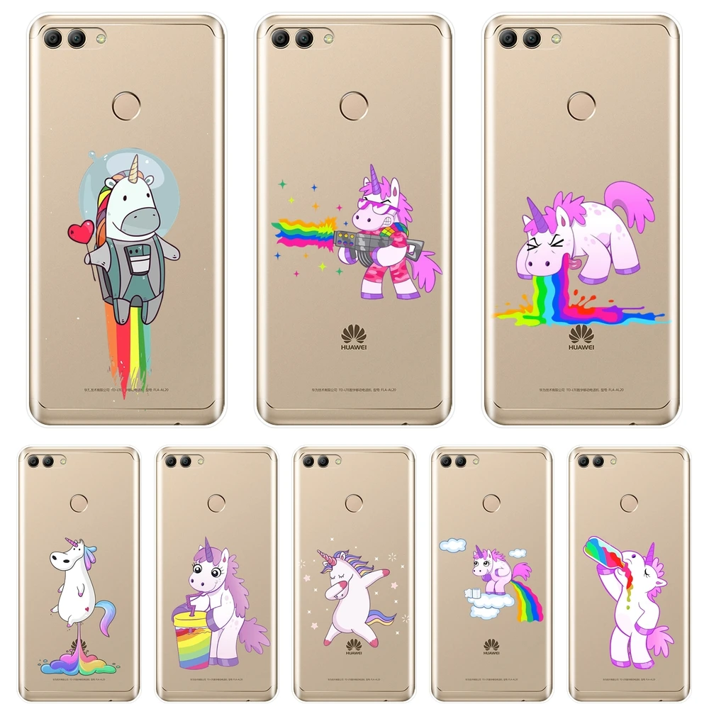Мягкий силиконовый чехол Kawaii Unicorn Для Huawei Y3 Y5 Y6 II Y7 Pro задняя крышка для Prime 2017 2018 Y9