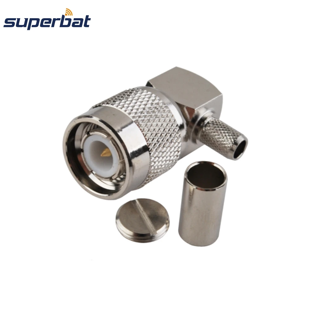 Superbat 10pcs TNC Crimp Male Right Angle RF Coaxial Connector for Cable RG58 RG142,LMR195