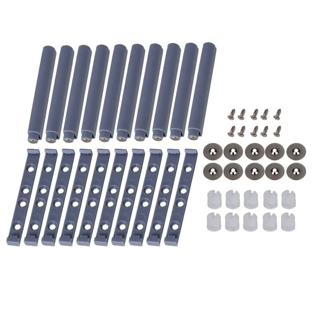 

Grey Push To Open System Damper Buffer for Cabinet Door Drawer Catch Latch with Magnetic Tip Pack of 10