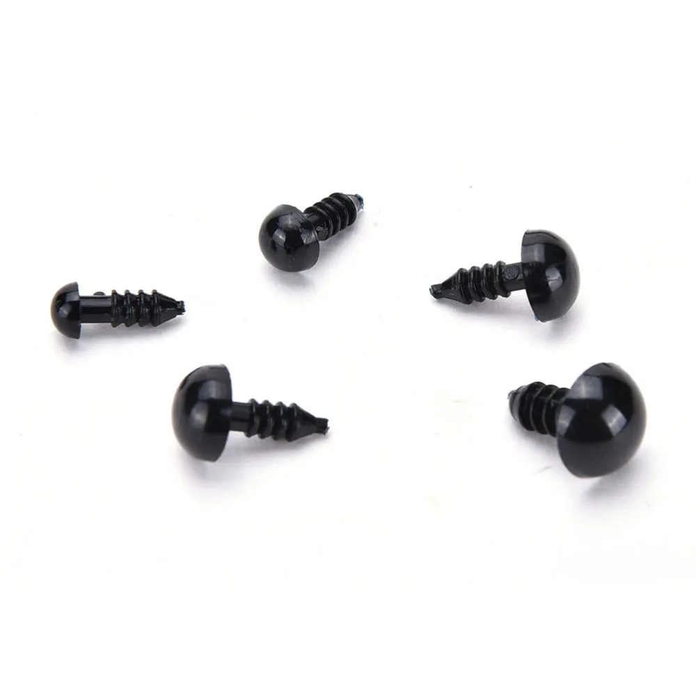 

100Pcs 6mm/8mm/9mm/10mm/12mm Plastic Black Dolls Puppet Eyes Animal Crafts Safety Eyes For Teddy Bear Children Kids DIY Toys