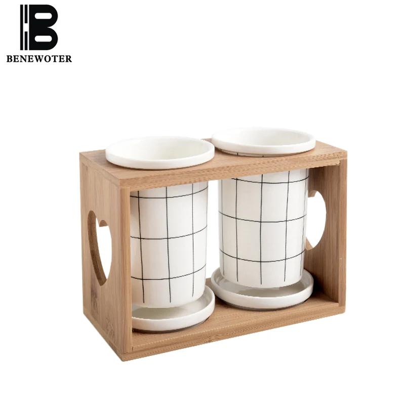 

Creative Ceramic Chopsticks Storage Double Cylinder Home Tableware Accessories Drain Water Shelf Spoon Fork Knife Holder Gifts