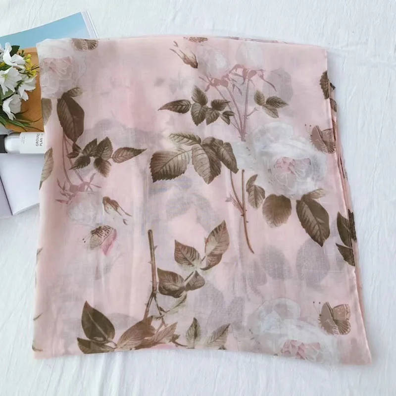 LMLAVEN Женская шаль с цветочным принтом хлопковый шарф весенний мусульманский