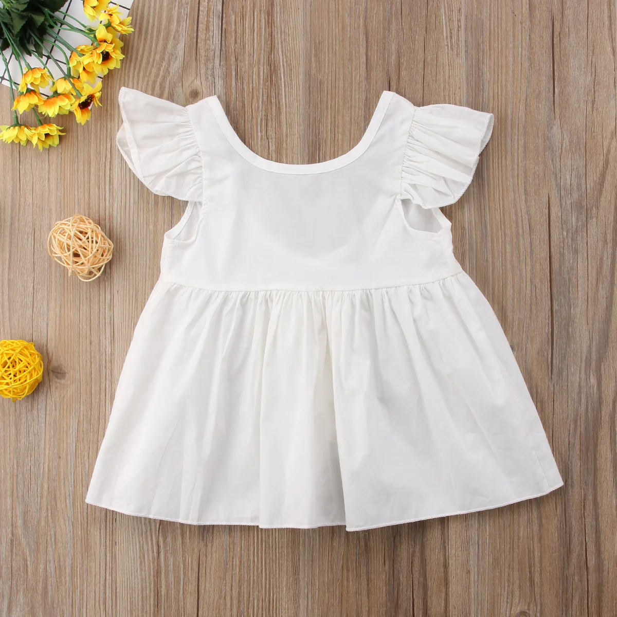 Летняя Милая однотонная белая одежда принцессы с открытой спиной и