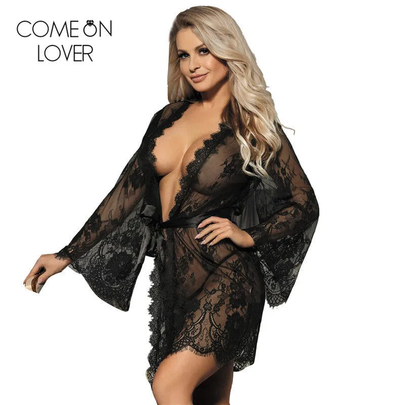 Comeonlover Короткое мини сексуальное нижнее белье платье черный белый кружевной