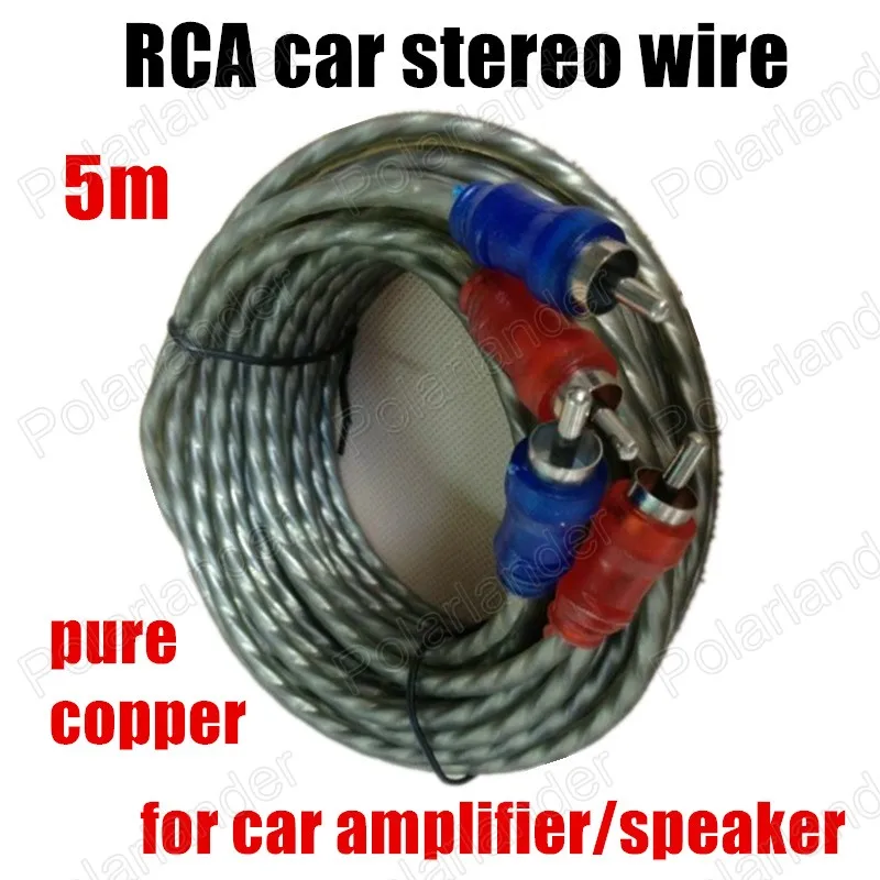 

Factory price RCA to RCA 5 meters green Car audio Cable Extended stereo wire 1 pc for car amplifier speaker pure copper
