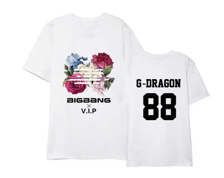 Kpop bigbang/новая футболка с короткими рукавами и принтом в виде цветка дороги