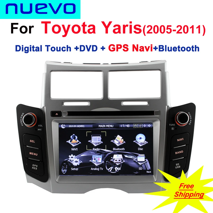 Бесплатная доставка: 2 Din Автомобильный DVD GPS навигации с Bluetooth ATV Радио USB SD Для Toyota