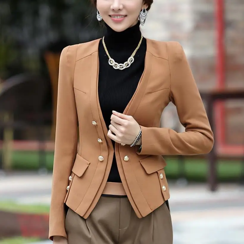2020 autumn fashion Blazer Women Long Sleeve double breasted Suit Jacket Office Ladies small suit plus size 2XL | Женская одежда