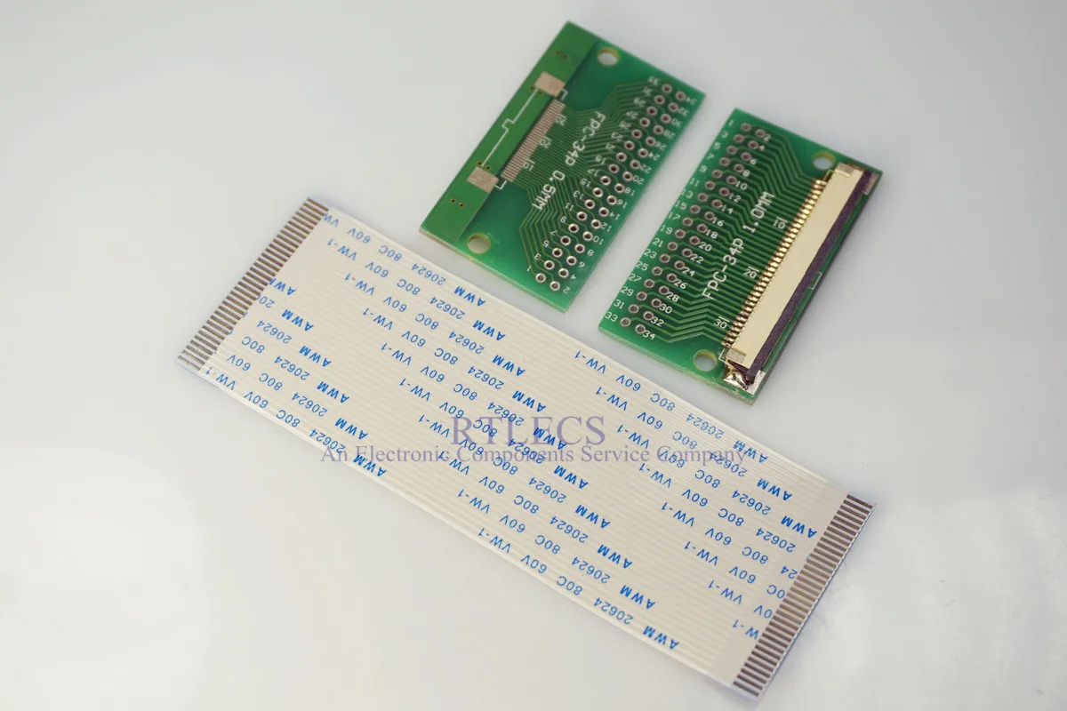 2 комплекта Кабель FFC FPC 34 Pin 1 0 мм Шаг до 54 сквозное отверстие DIP PCB адаптер 100 150 200 250