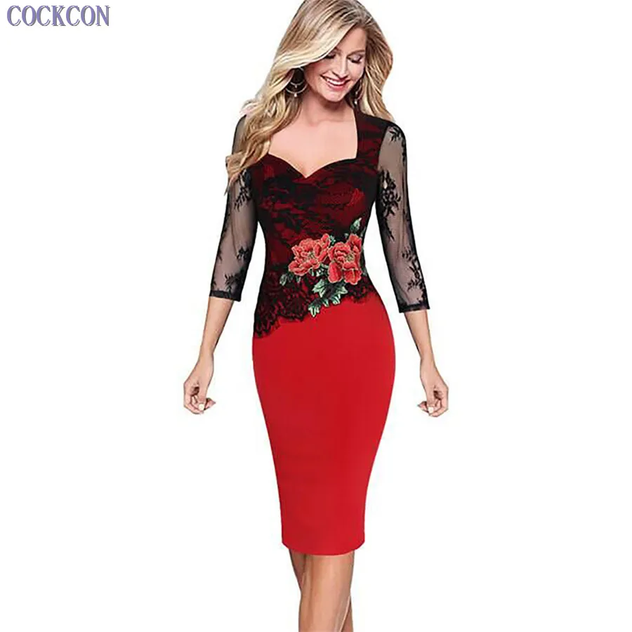 Коккон Платье с принтом лето 2017 Vintage Rose, сексуальное платье с V-образным вырезом для женщин, вестиос в стиле бодикон, узкое платье-карандаш в горячем стиле.