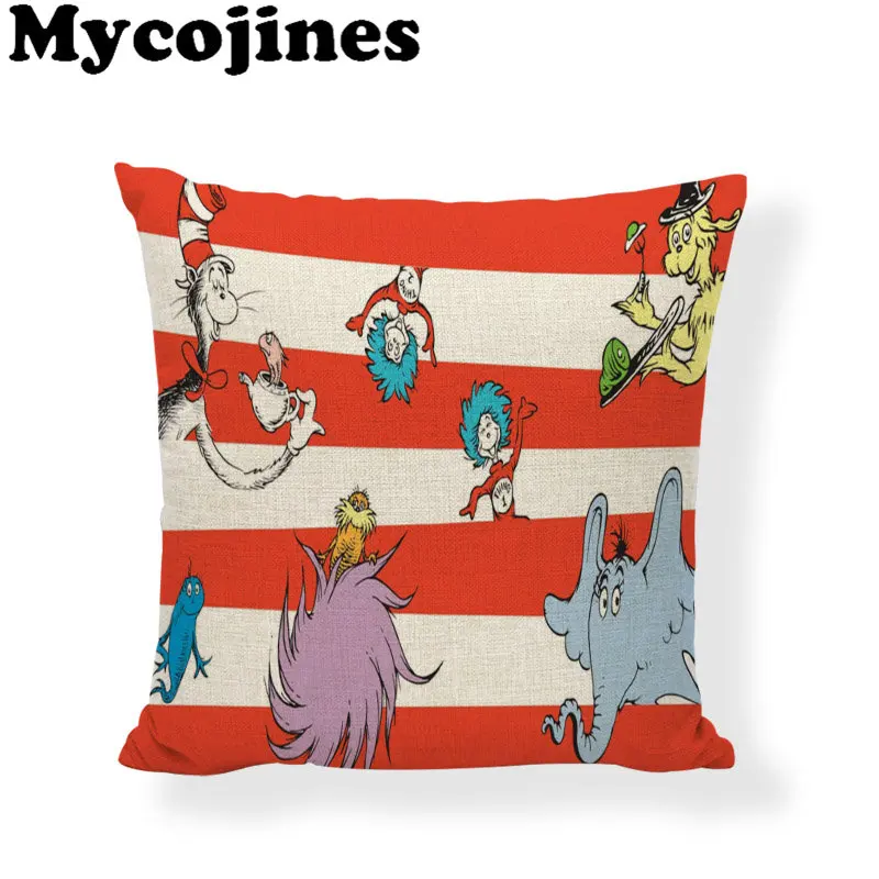 Декоративный чехол для подушки Dr. Seuss в красную полоску дома спальни дивана