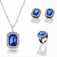 jewelry sets for women necklacependantearringsrings wedding set with blue stones