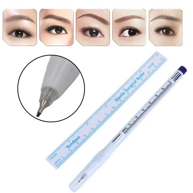 Горячая хирургическая кожа маркер брови ручка татуировки кожи с измерительной