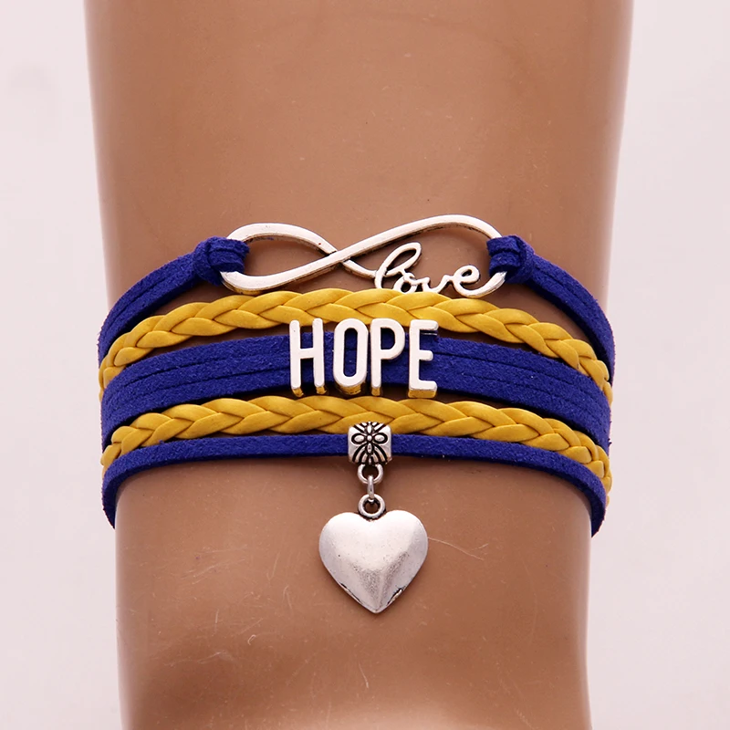 (10 шт./лот) Бесконечность любовь надеюсь браслеты ручной работы сердце Шарм