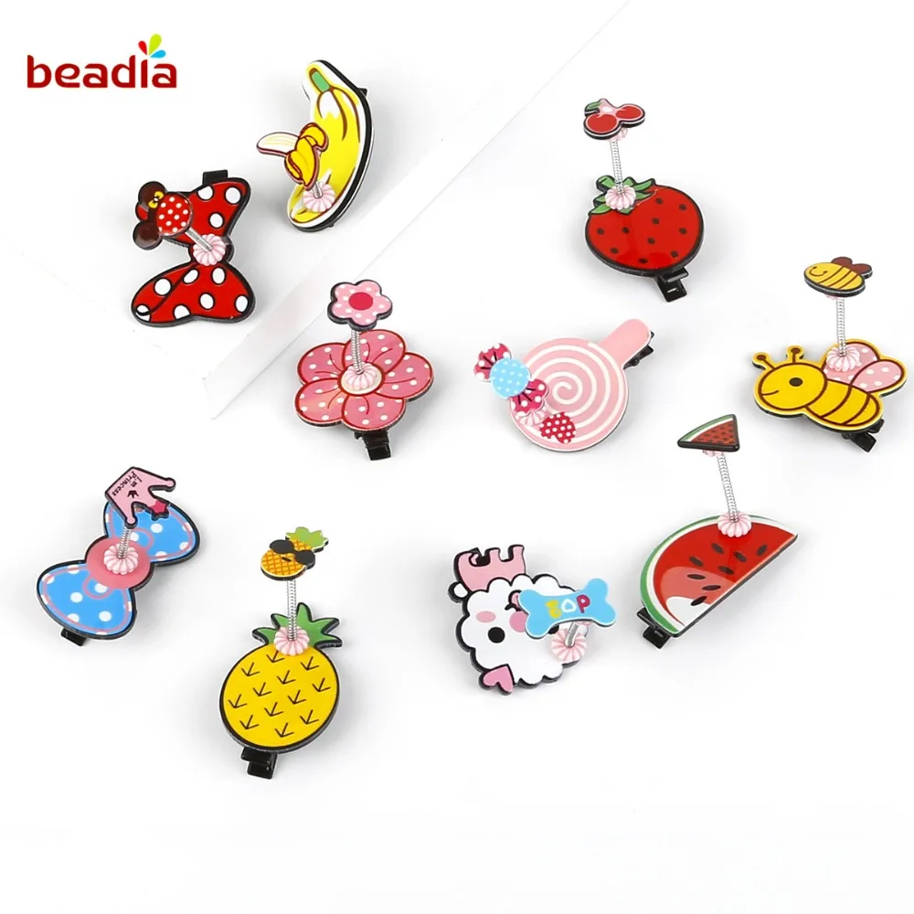 Rubber Hair Pins For Girls Fruit Shape Baby Accessories Children Cartoon Spring Clips Festival Party Decoration | Дом и сад