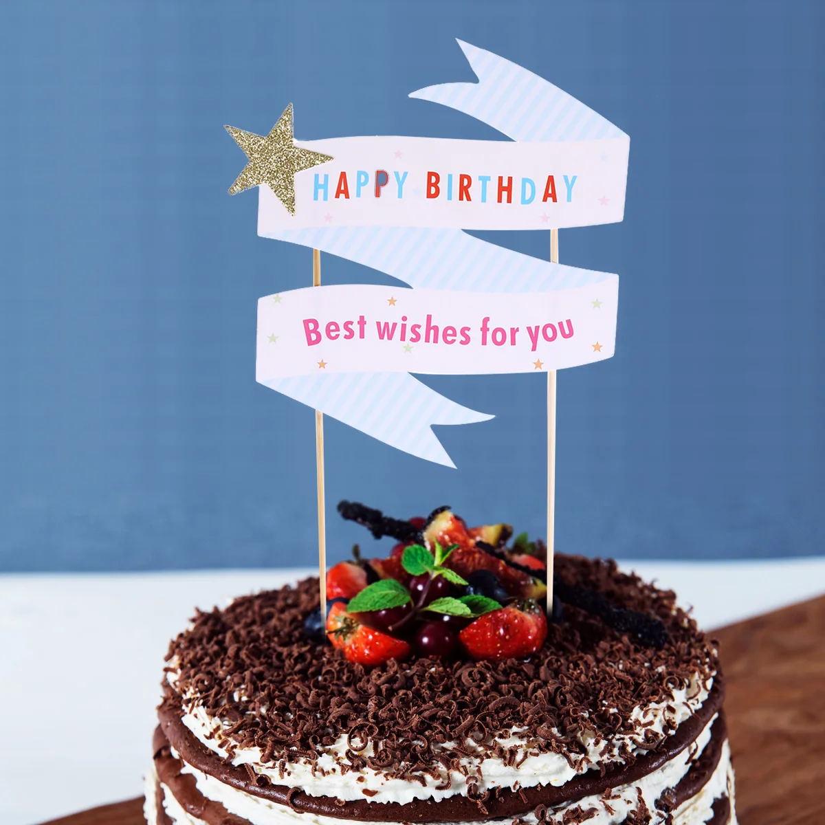 2 шт с днем рождения печатные слова звезда мультфильм торт Toppers Papery десерт вставка