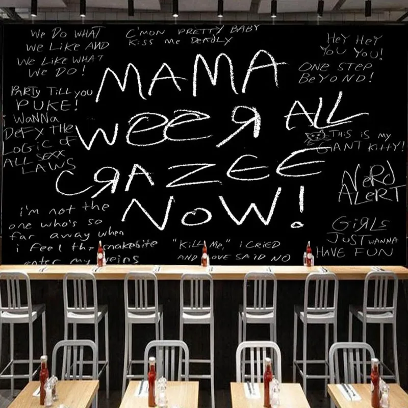 3D Фото Обои Черный Белый Английский росписи бар кофейня фон настенная бумага на