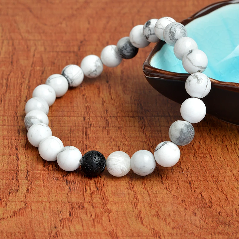 Натуральный белый каменные бусы браслеты с тигровым глазом лавовые bijoux