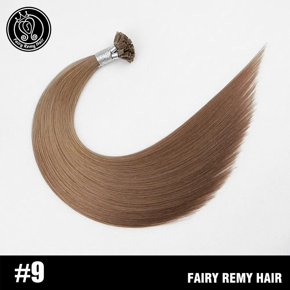 Сказочные волосы remy 22 дюйма 1 г/прядь настоящие волосы Remy Fusion с плоским кончиком для наращивания натуральные черные итальянские кератиновые капсулы волосы 50 г - Цвет: #9