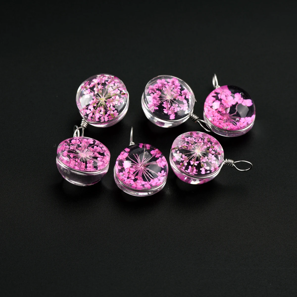 

16# Iron Wire Dried Flower In Glass Bead handmade Not Crystal For DIY Earrings Bracelet Necklace Jewelry Making Beads #IZ309