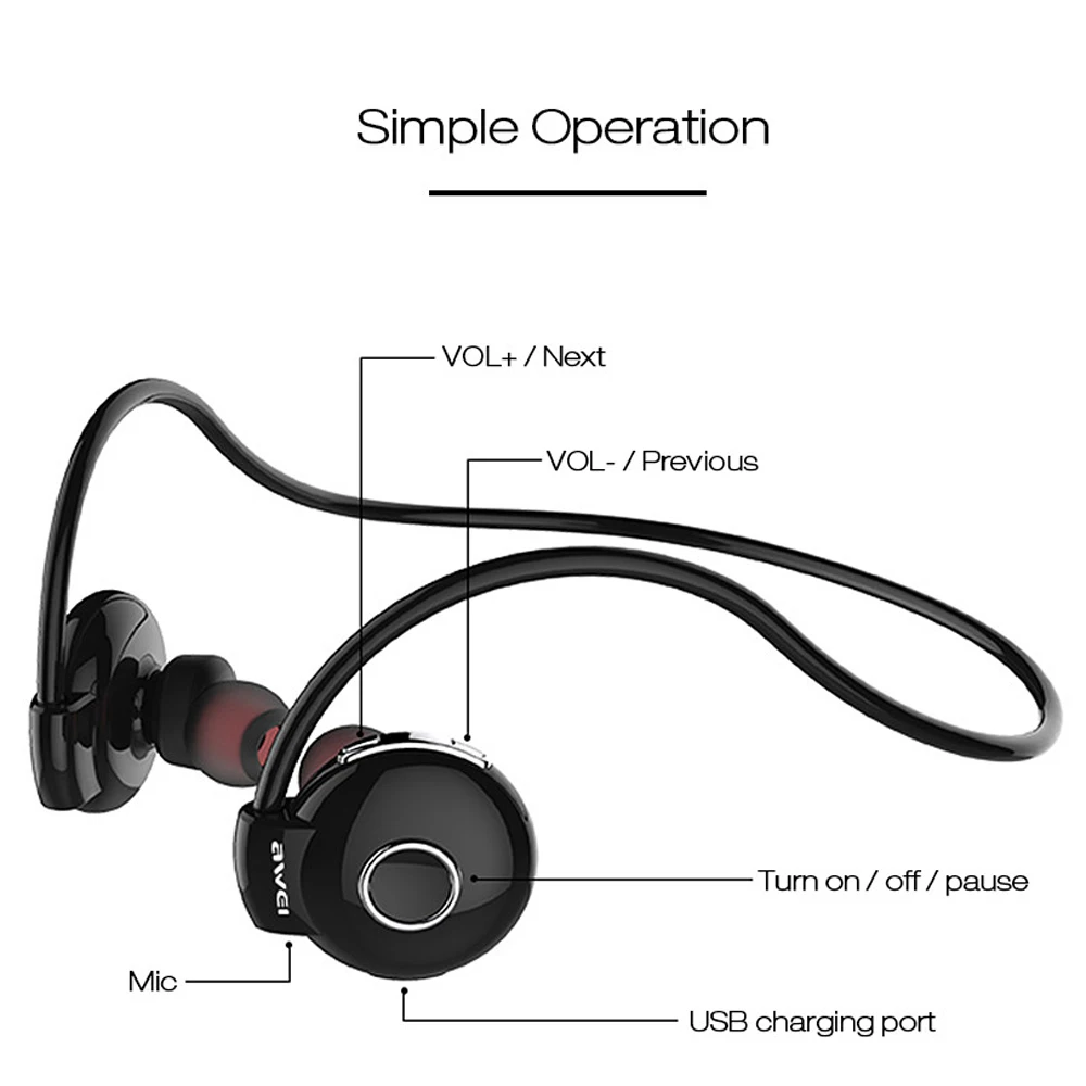 Awei Blutooth спортивные наушники Bluetooth для вашего телефона гарнитура беспроводные