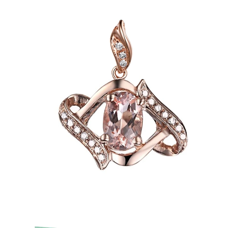 

SI/H Natural Diamonds Pendant 6x4mm Oval Morganite Women Pendant for Women Solid 14K Rose Gold Trendy Fine Jewelry Charm