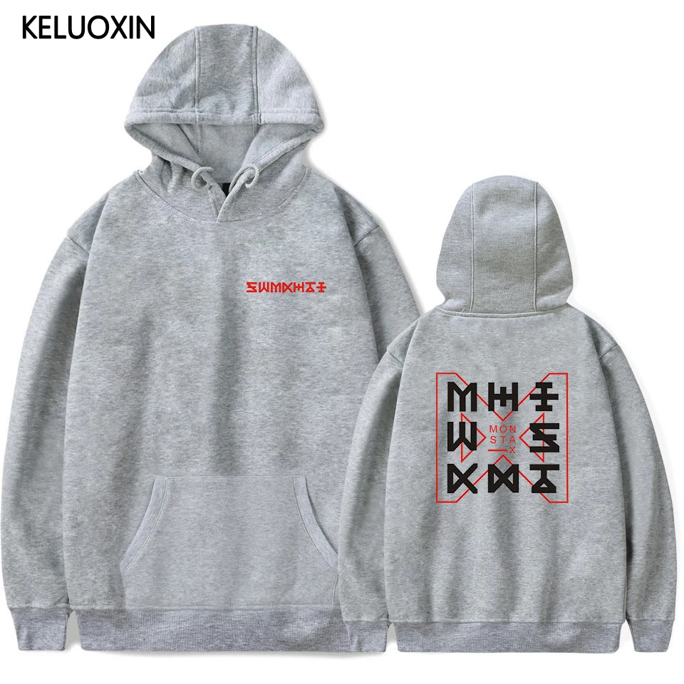 KELUOXIN Kpop MONSTA X толстовки со шляпой хлопковая Толстовка для женщин мужчин пуловеры MONSTA-X вентиляторы унисекс с длинным рукавом Sudadera