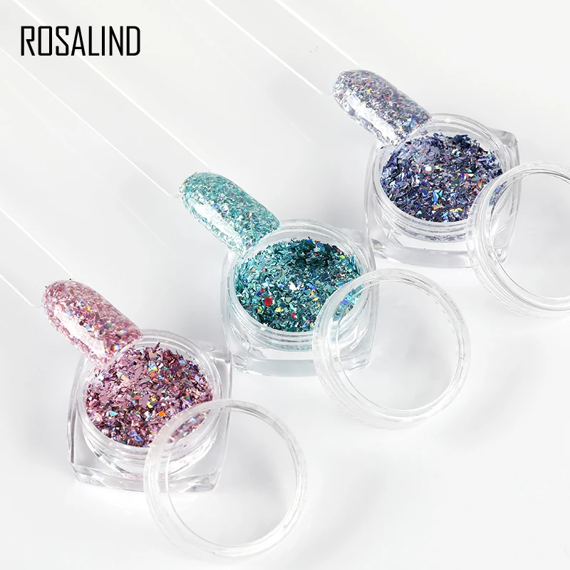 ROSALIND Блестки для гвозди мелкие блестки ногтей &quotхром&quot Fine Полирующий пигмент