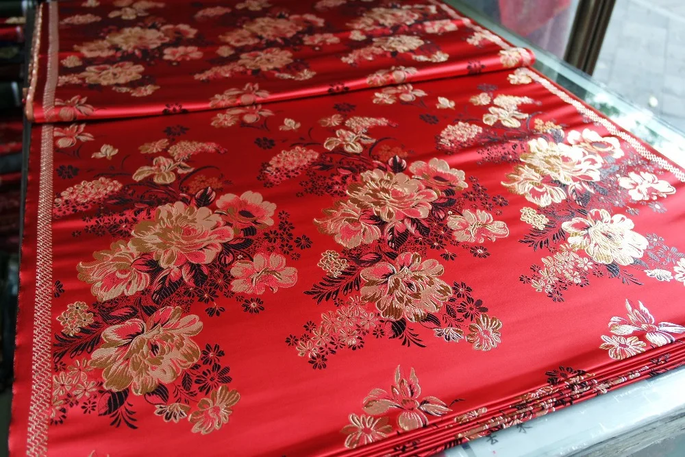 Китайская традиционная Полиэстровая ткань 75 см парча Чонсам с красной спинкой