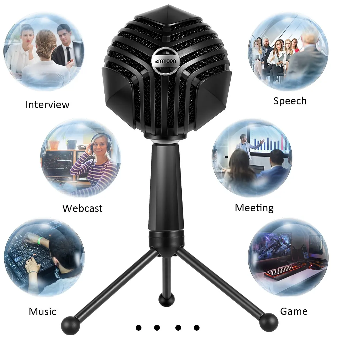 Ammoon GM-888 USB конденсаторный микрофон с шарообразным микрофоном настольной