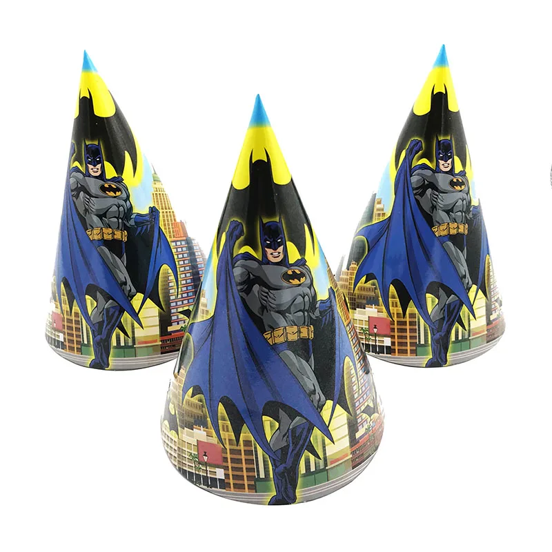 6 цветов головные уборы для темативечерние Бэтмен бумажные украшения