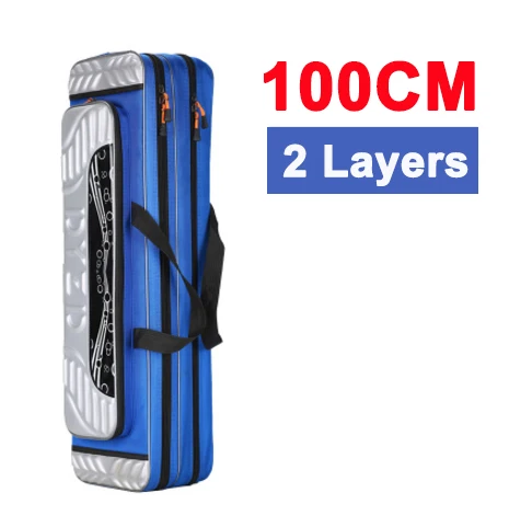 100cm 2 Layers Blue Утолщенная сумка для рыбалки 80-120 см с ремнем, многоцелевой холщовый материал, водонепроницаемая прочная сумка для удочки, рыболовные снасти - Цвет: 100cm 2 Layers Blue